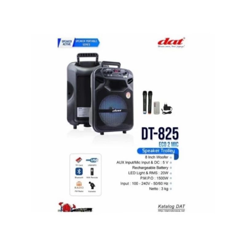 Speaker Portabel DAT 8 Inc 825 QD+2 Mic Wireless