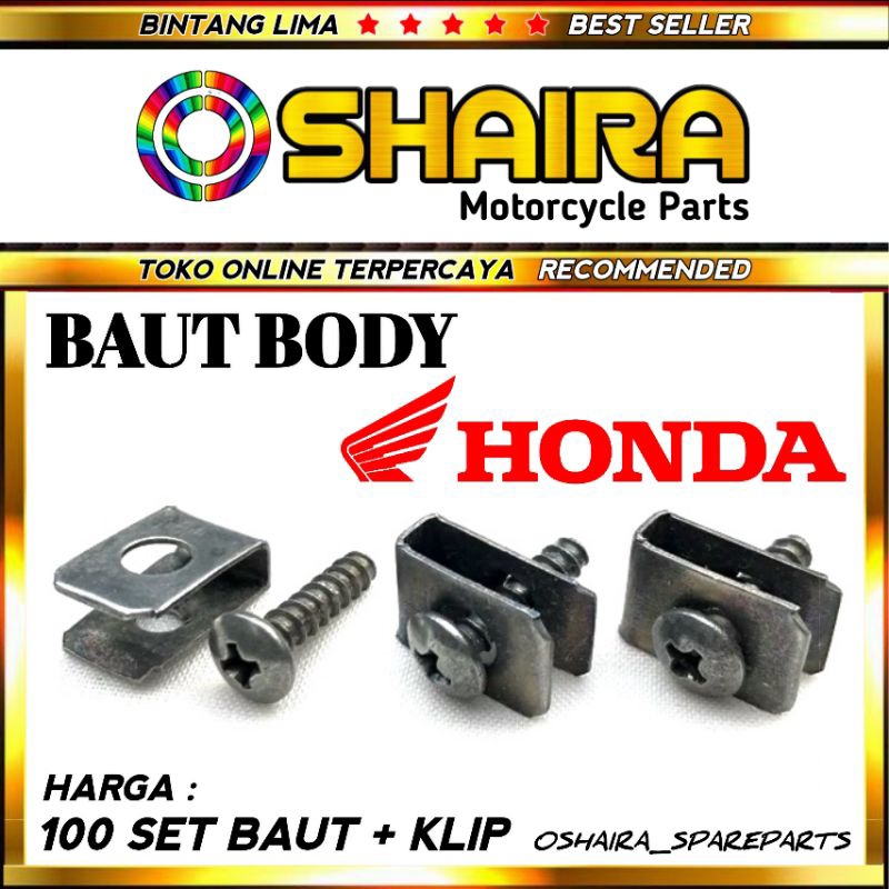 ISI 100 SET BAUT + KLIP/BAUT BATOK/BAUT BODY MOTOR/BAUT MOTOR/BAUT KLIP HONDA BEBEK/MATIC BAUT BODY 