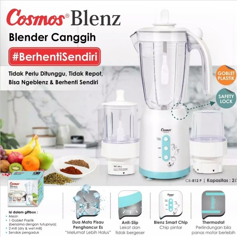 BLENDER COSMOS CB 812P / COSMOS BLENZ CB 812P / COSMOS CB 812P BLENDER PLASTIK KAPASITAS 1.5 LITER /