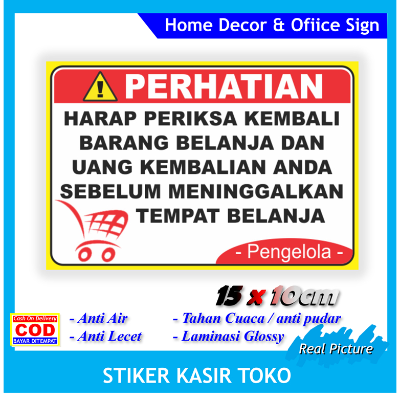 

Label stiker harap periksa barang belanja sticker toko pembeli anti komplain