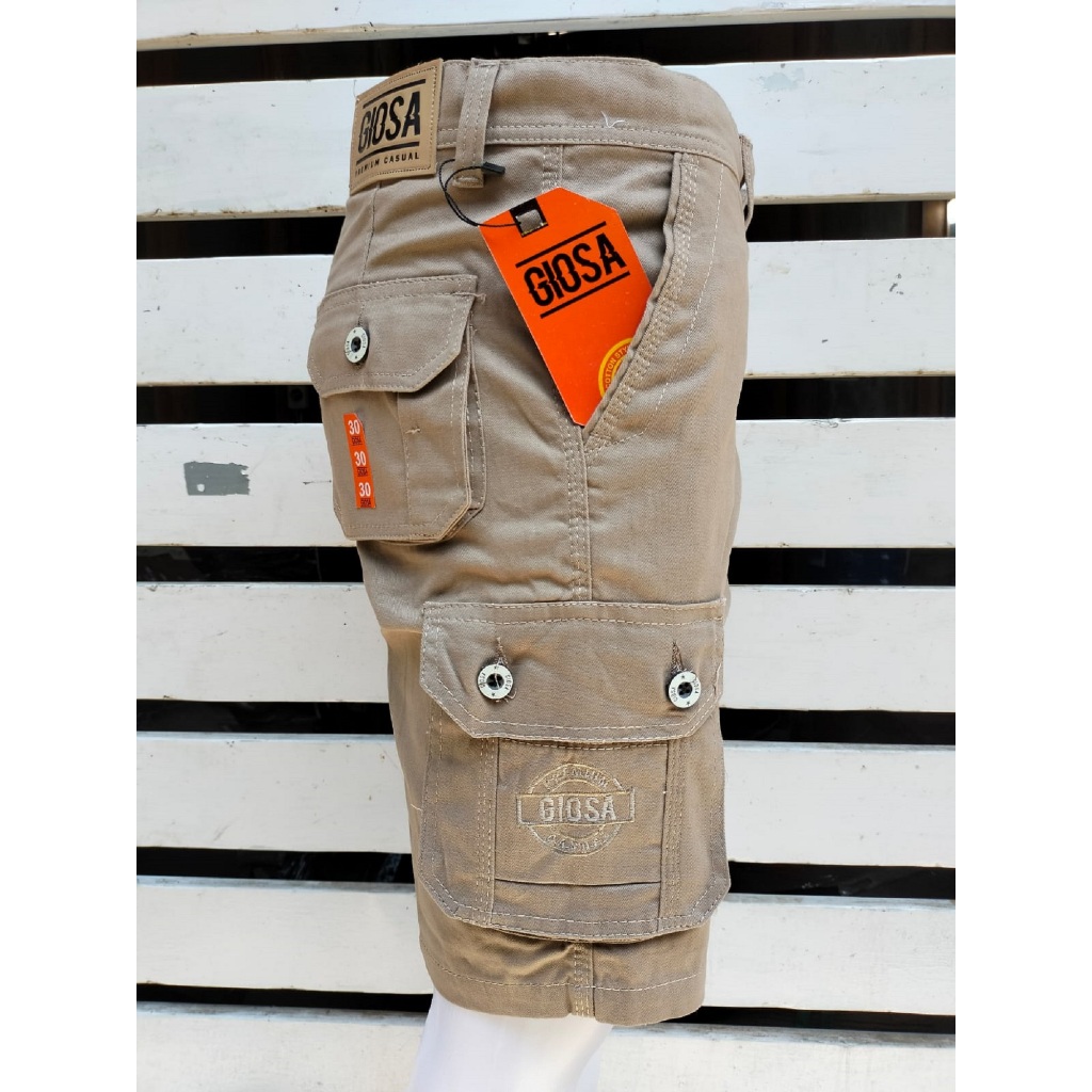 Celana Pendek Cargo Saku Samping Bahan Katun Tebal Halus Ukuran 27 38 Merk GIOSA Premium Distro Mall