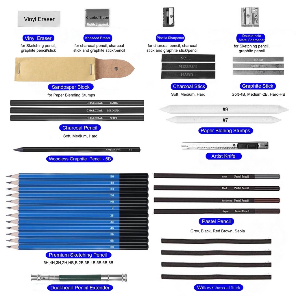 

HJK Drawing Pencil Set Alat Gambar 35pcs Set Lukisan Pensil Gambar Lukis Sketsa Lengkap Paket