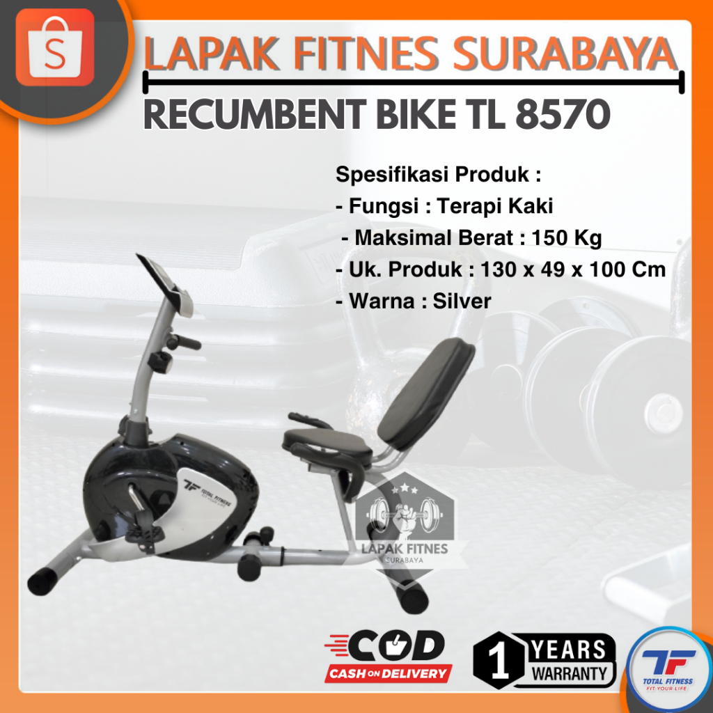 Alat Olahraga Sepeda Statis Recumbent Bike TL-8570 Total Fitness - Alat Fitness Sepeda Terapi - Sepeda Olahraga Therapy
