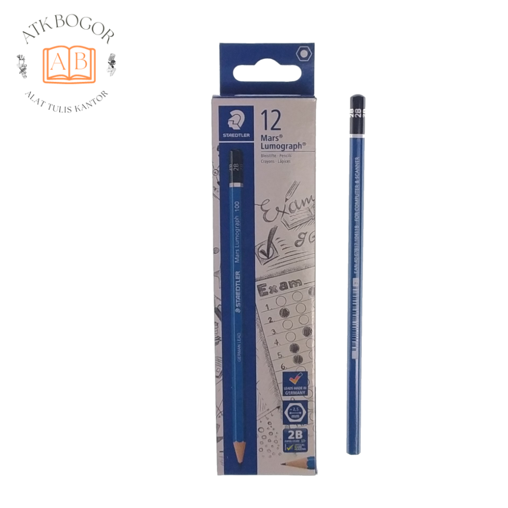 

Pensil 2B Untuk Ujian Komputer Staedtler Made in Germany Mars Lumograph For Cumputer Scanner - Isi 1 Pack / 12 Pcs