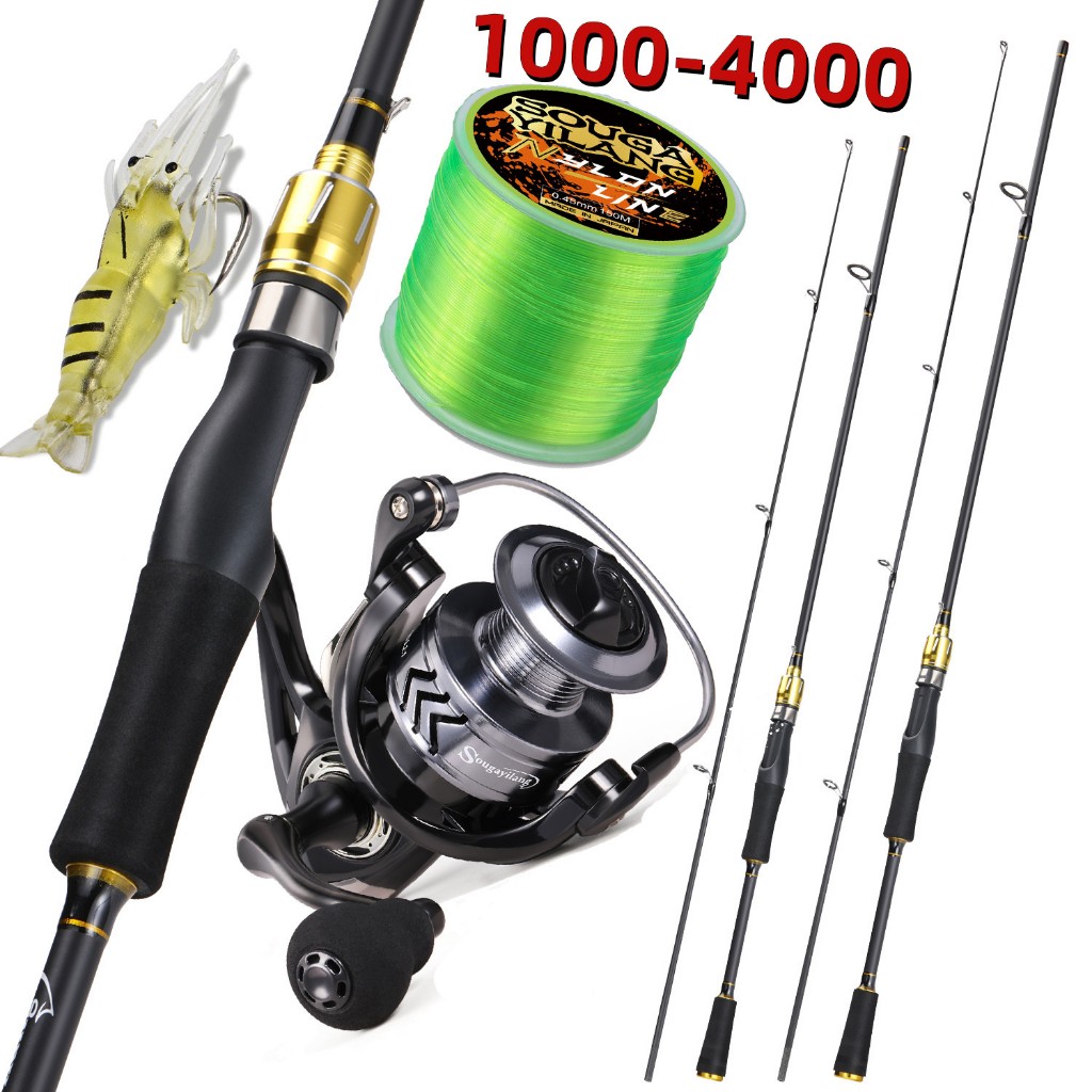 Sougayilang pancingan set lengkap  joran pancing 1.8m/2.1m 2Sections gulungan pancing 12+1BB 5.0:1 f