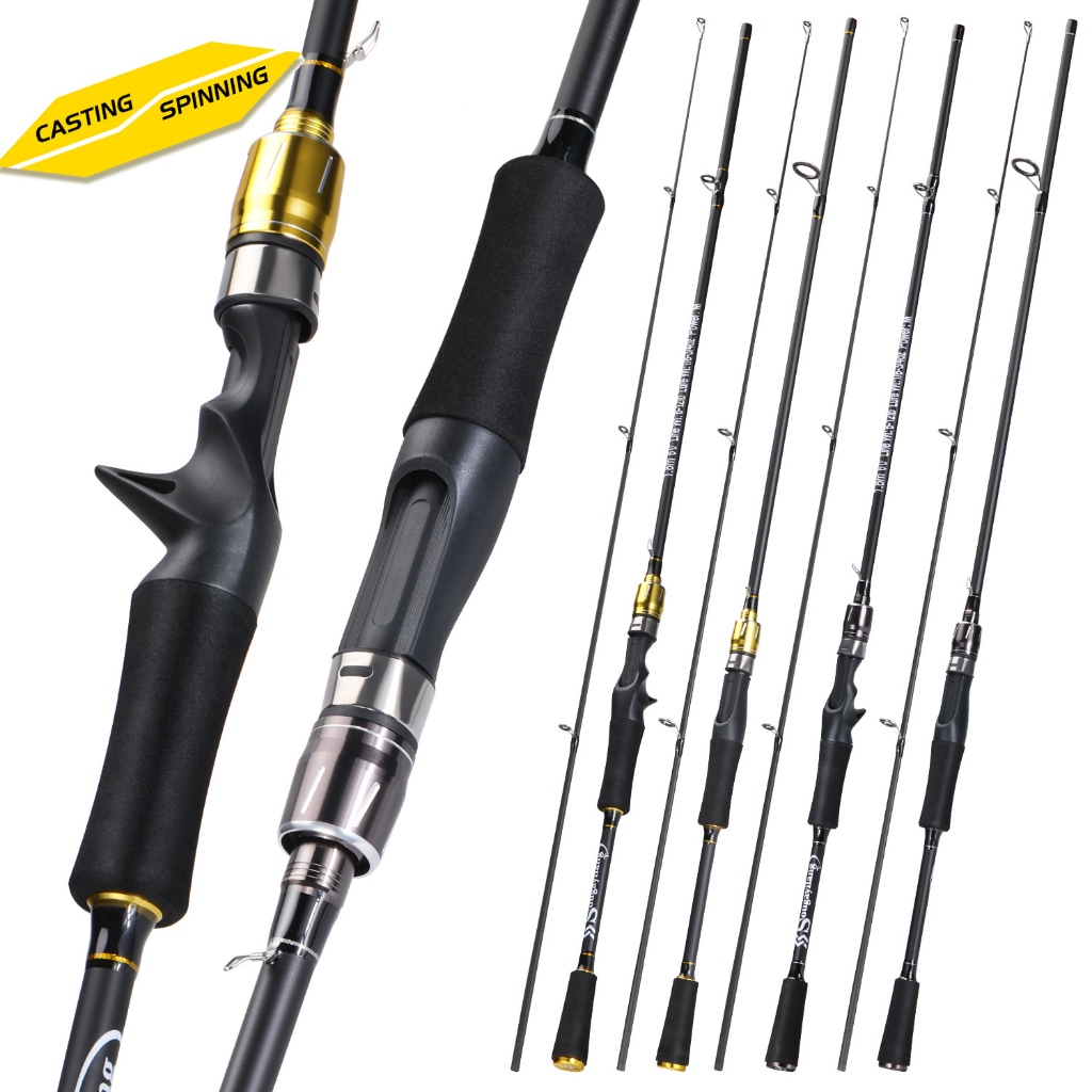 Sougayilang joran pancing 1.8/2.1m 2 bagian  Emas/perak joran casting joran spining joran fiber soli