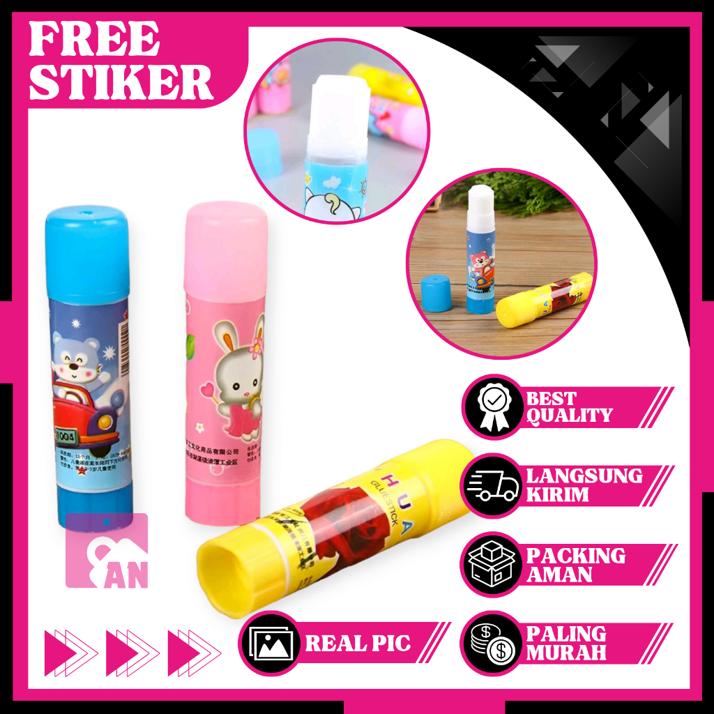 

1PCS Lem Stick Fancy Karakter Motif Lucu Perlengkapan Sekolah Glue Batang Stik Alat Perekat Kertas A097