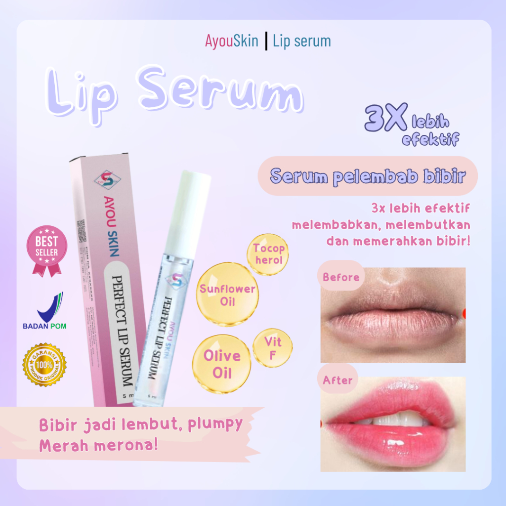 Lip Serum / Lip Gloss Melembabkan dan Memerahkan Bibir, Mencerahkan bibir Gelap menghilangkan bibir 