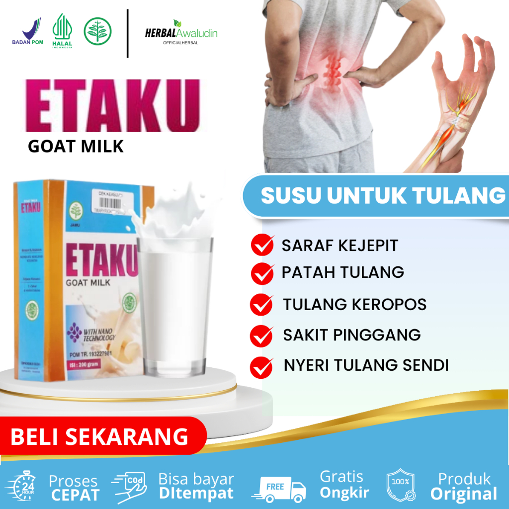 

Obat Saraf Kejepit, Obat Tulang Keropos Pengapuran Tulang, Obat Patah Tulang, Susu Untuk Kesehatan Tulang Sendi Anak Dewasa dan Lansia - Susu Kambing Etawa Bubuk Murni Walatra Etaku Goat Milk Asli 100% Original