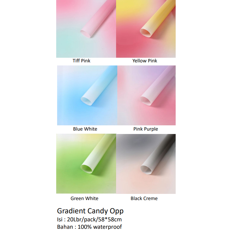 

(5Lembar) Kertas Bunga Buket Gradiasi Cellophane / Gradient Candy Opp Wrapping Paper Florist