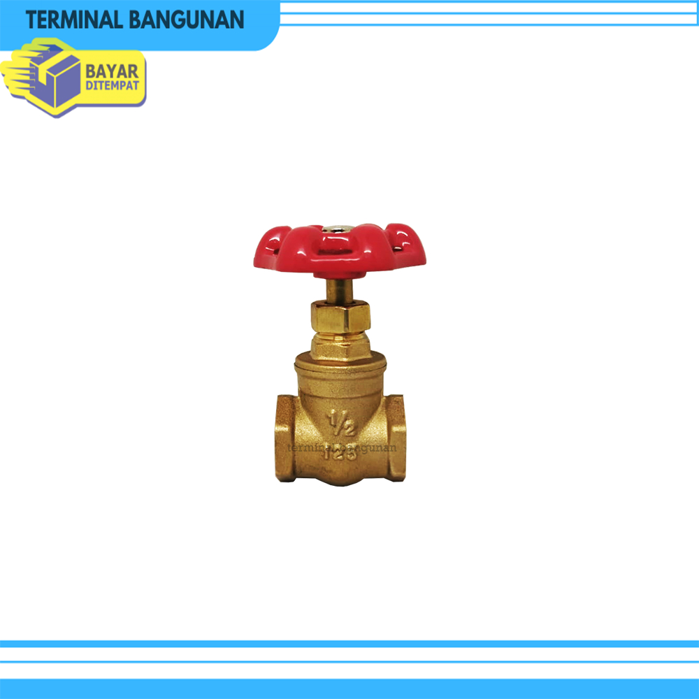 Gate Valve Kuningan Bonuci Stop Kran 1/2 Inch Drat Dalam Model Putar