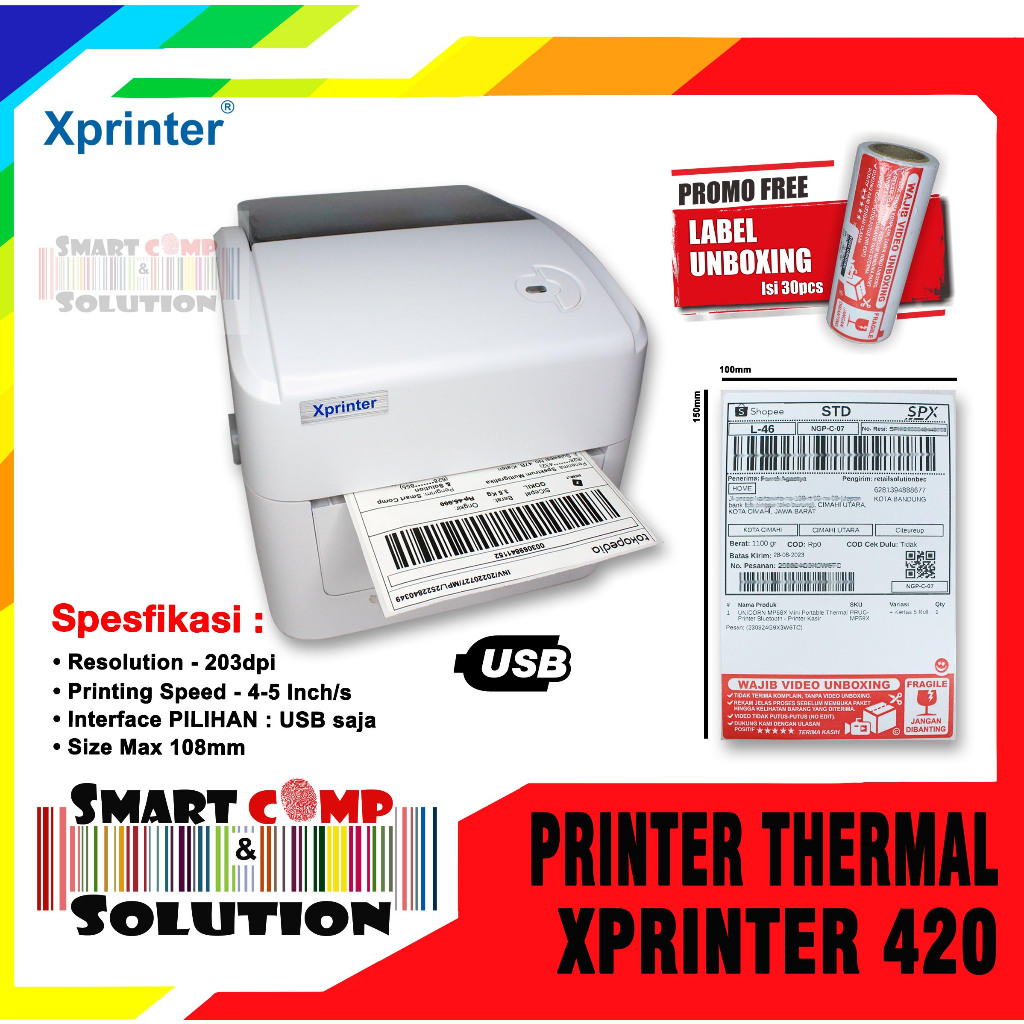 Printer Resi - Printer Resi Shopee - Printer Barcode XPRINTER 420 - Printer Cetak Label Alamat
