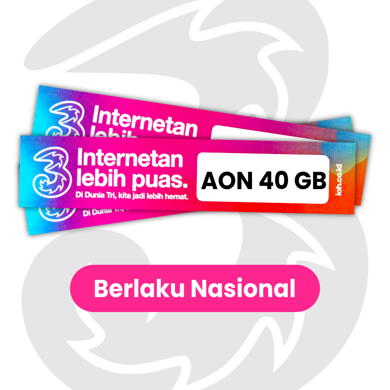 Voucher Kuota Tri AON 40 GB Nasional - Voucher Three