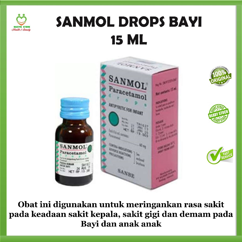 SANMOL DROPS Bayi 15 ml - Paracetamol bayi - Obat Penurun Demam Nyeri Dan Sakit Gigi Bayi