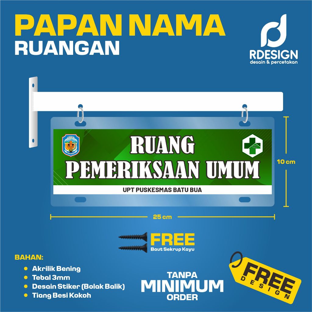 PAPAN NAMA RUANGAN GANTUNG AKRILIK