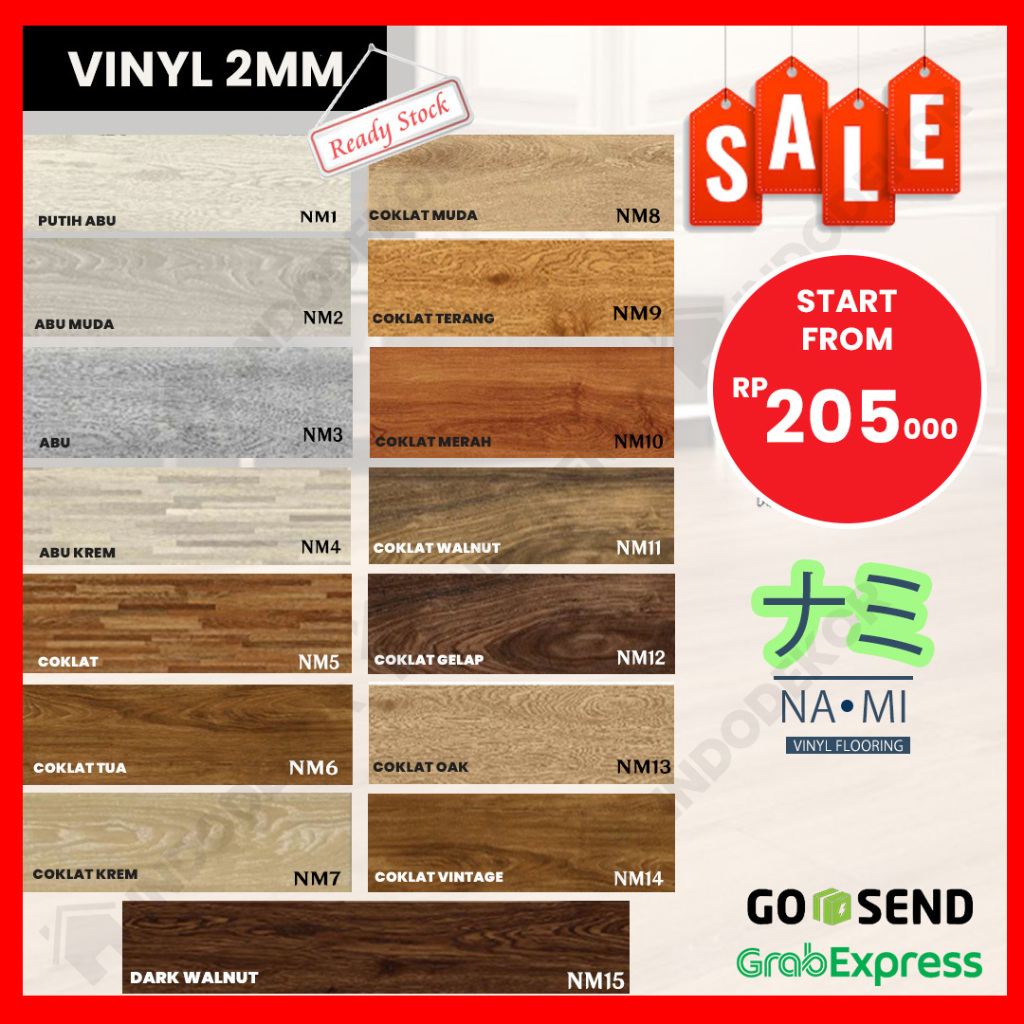 [ Reject Sale ] Lantai Vinyl Motif Kayu Tebal 2mm Full Per BOX [Khusus Bandung]