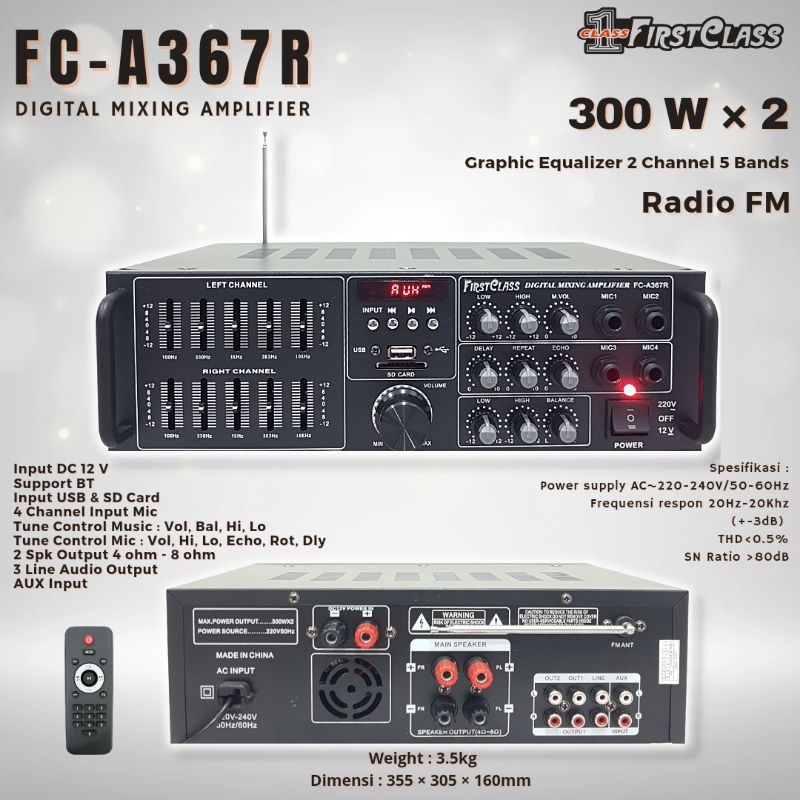Professional Digital Mixing Amplifier Firstclass Fc a367 r | Amplifier Fc a367r