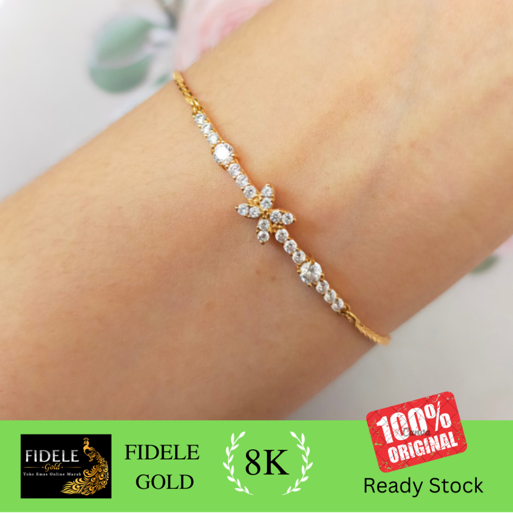 Gelang serut permata bunga gelang fashion emas asli kadar 375 CANTIK GELANG CAKEP GELANG KEKINIAN GE