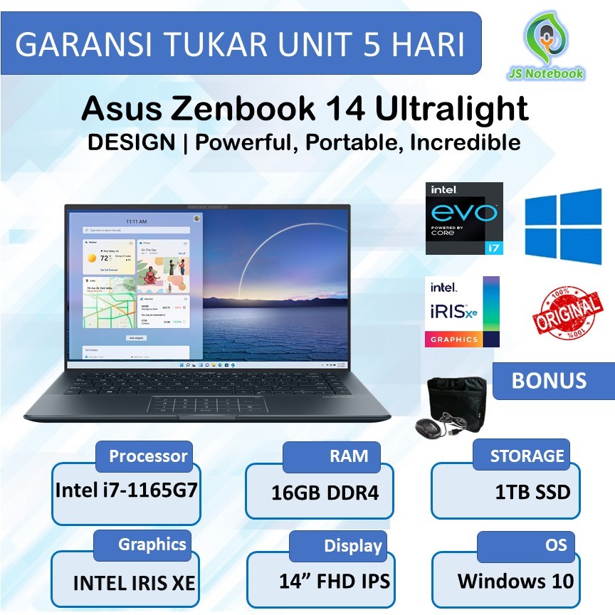 Laptop Asus Zenbook 14 Ultalight UX435EA i7-1165G7 16GB 1TB SSD WIN10
