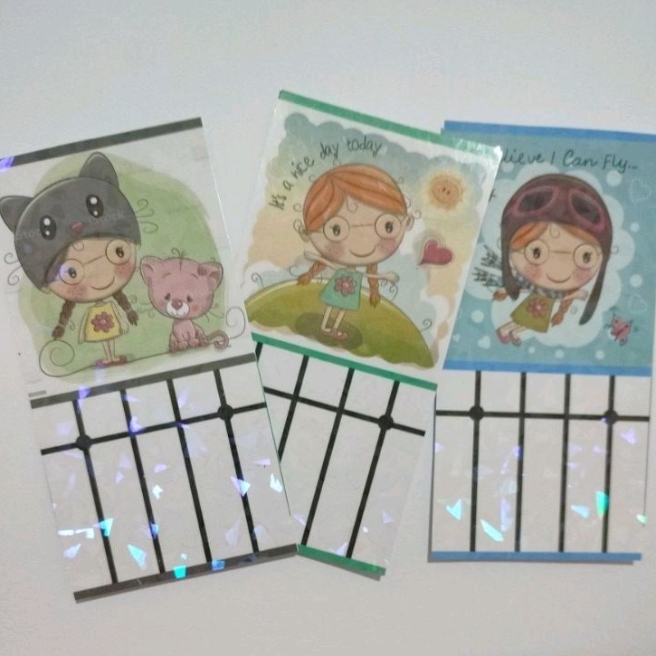 

Kartu Bayang Sempoa hologram penyemangat belajar anak Motif Cute Girl Kepang 13 x 6.5 cm