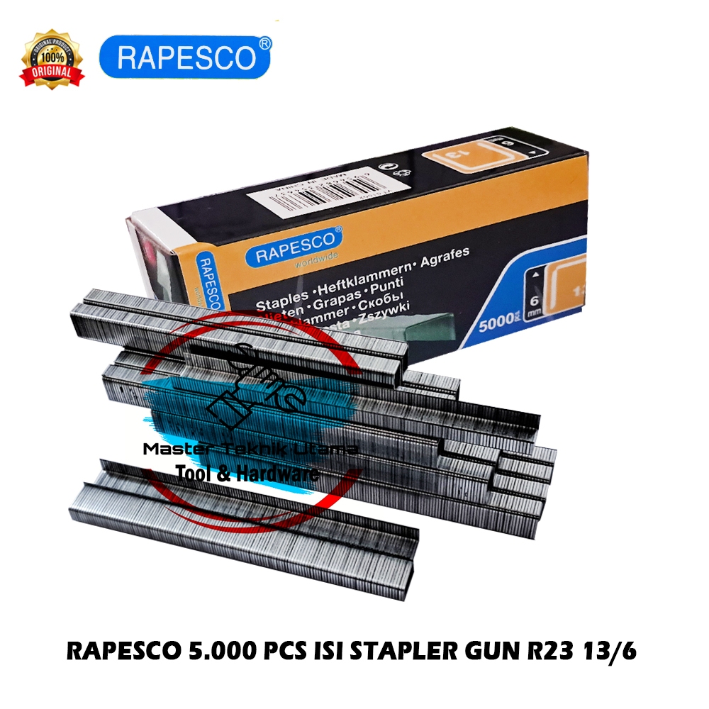 

RAPESCO 1 BOX Isi 5000Pcs 6mm 13/6" Isi Stapler R23 Gun Staples Rapide