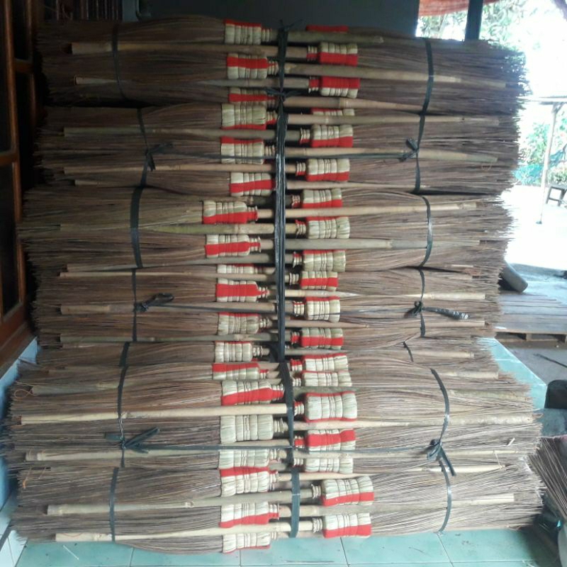 Sapu lidi gagang bambu polos/sapu halaman gagang panjang/sapu halaman panjang 1m/sapu lidi halaman 1
