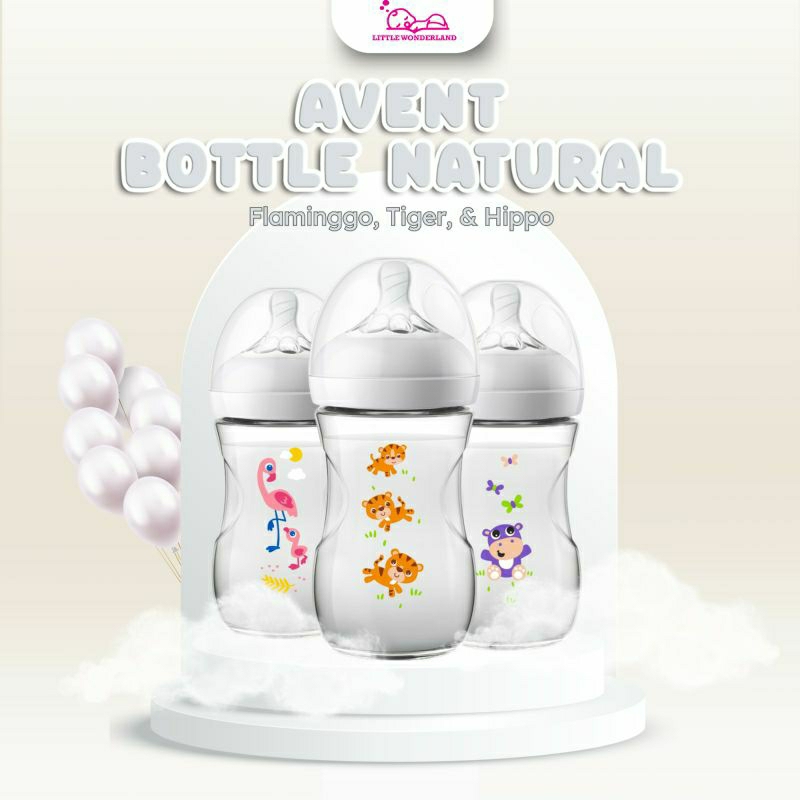 Philips Avent Natural Bottle Single 260ml Motif - Botol Dot Bayi 1m+