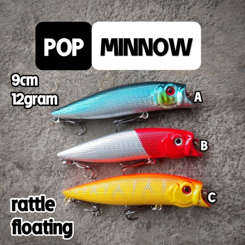 umpan casting POP MINNOW 9cm 12gram floating