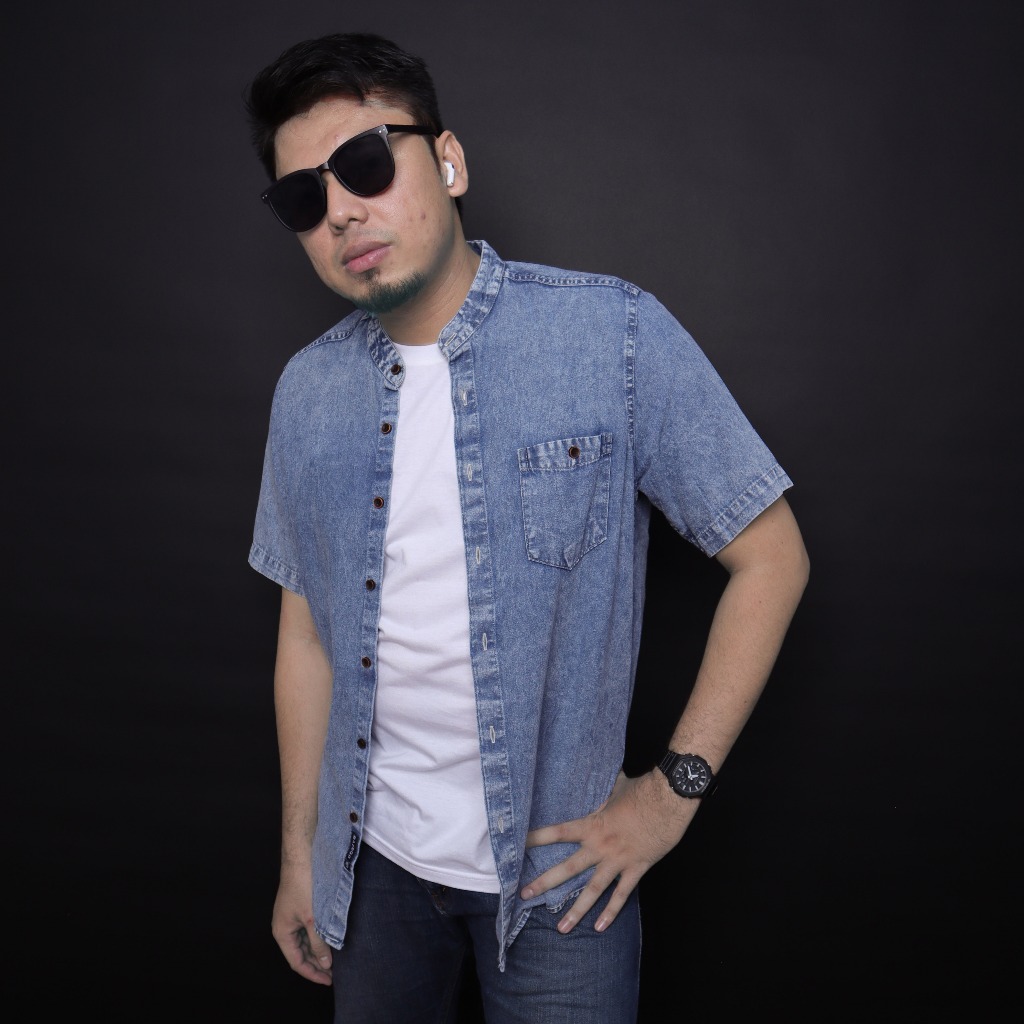 BIAJO.SHOP KEMEJA JEANS PRIA CASUAL TWO TONE KEMEJA DENIM PREMIUM