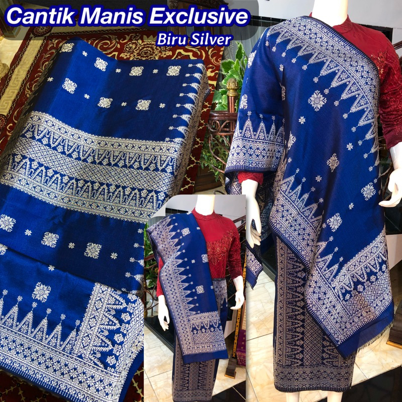 Songket Cantik Manis Exclusive Biru Silver / Songket tenun asli palembang / ilham songket palembang