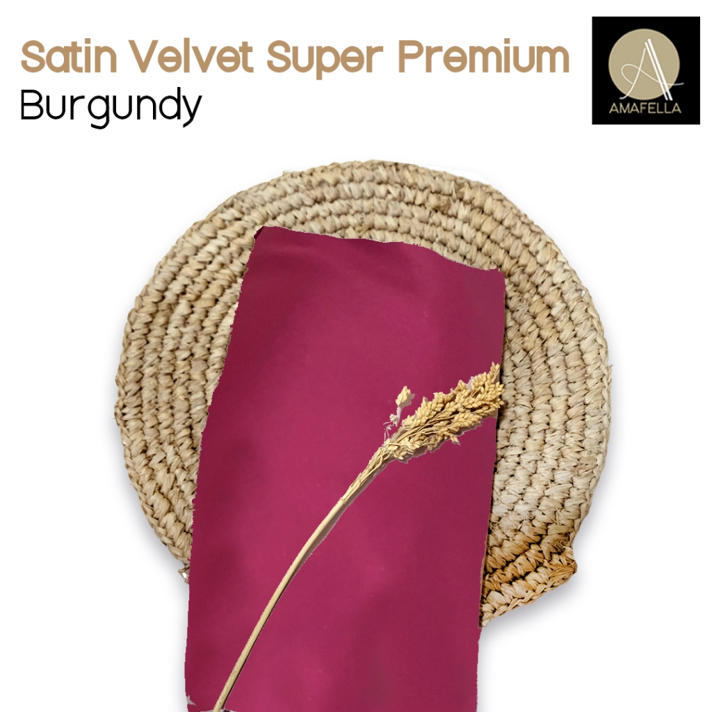 1/2 meter Kain Satin Velvet Super Premium Bahan Bridesmaid Seragaman Warna Burgundy