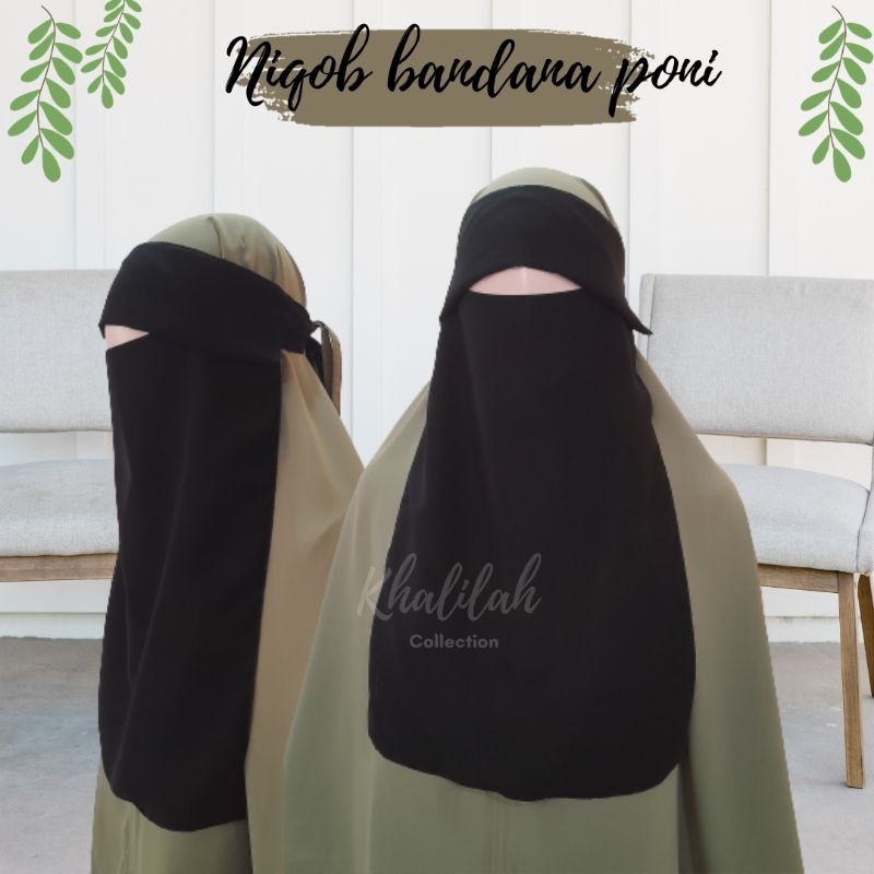 khalilah collection - cadar bandana niqob sifon silky arab jetblack dewasa