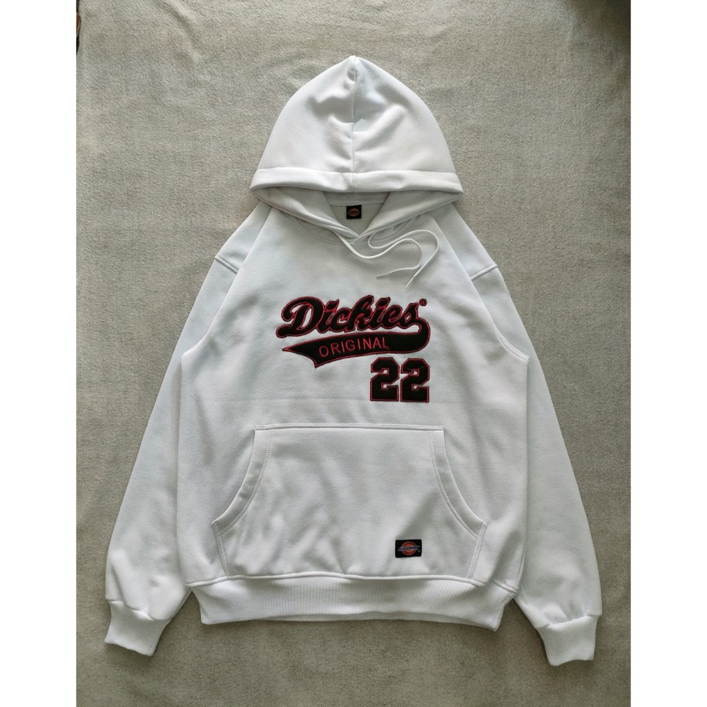 Swater Hoodie Dickies Cursive Original 22 Premium Logo Bordir Full Tag & Label Casual Black Fit M-XL