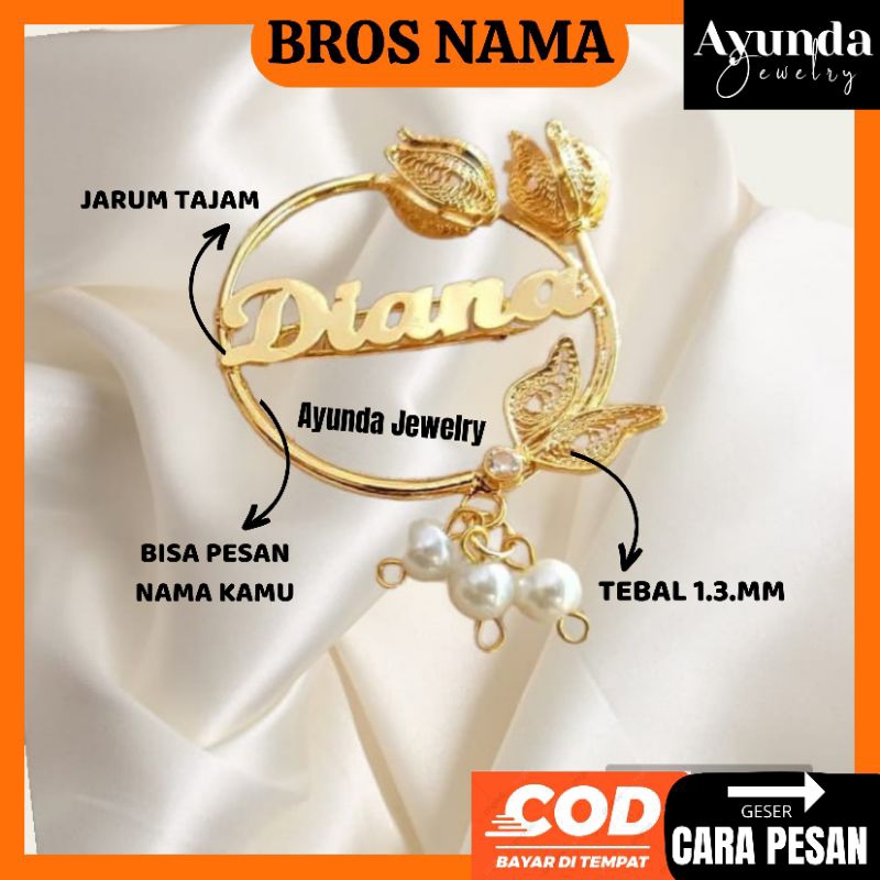 Bros Nama custom bros Bunga tulip bros hijab bros guru