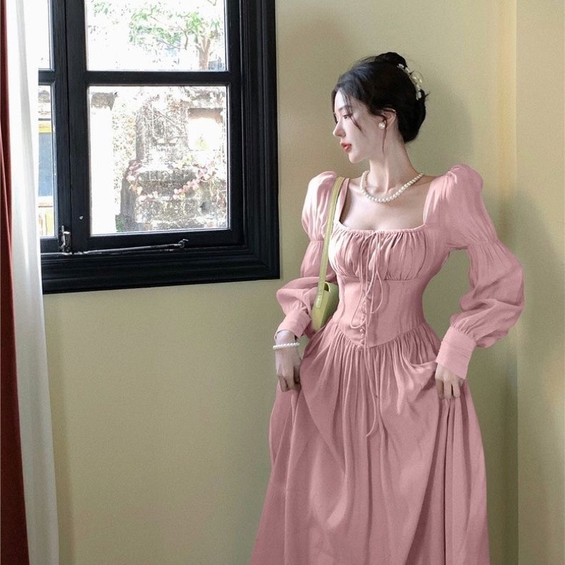 [ Retro Series ] Thousand Buttons Square Neck Korean Chiffon Yearbook Prom Sweet 17 Dress