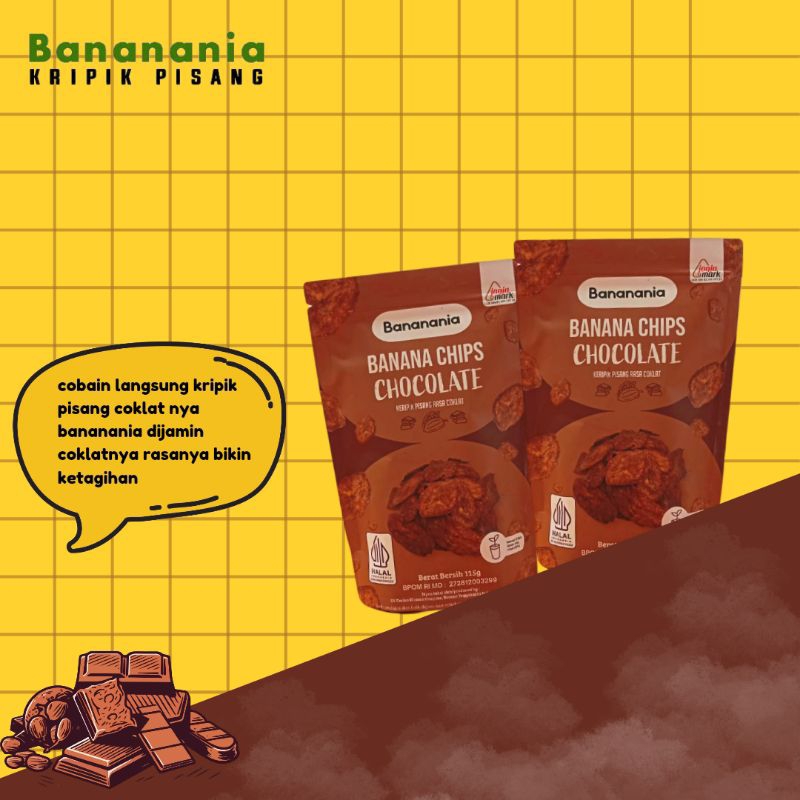 

[Bananania] Banana Chips Chocolate 105gr - Keripik Kripik Pisang Camilan Jajanan Murah Enak Crispy