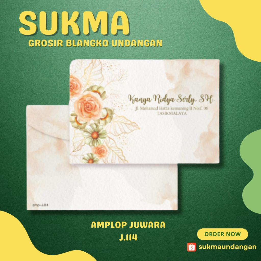 

AMPLOP KONDANGAN NIKAH MURAH JUWARA J.114 50 PCS UKURAN KECIL | SUKMA UNDANGAN