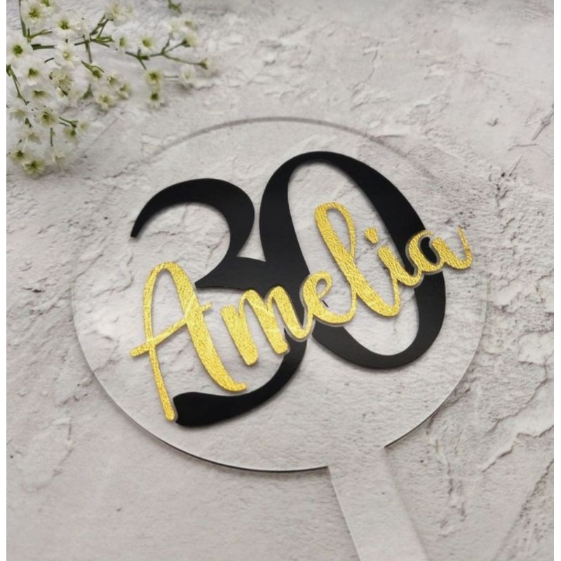 Custom Cake Topper acrylic Nama BISA REQUEST hiasan kue stick akrilik ulang tahun wedding enggament 