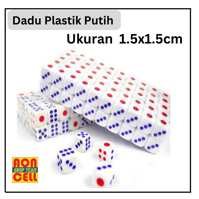 Dadu Plastik Putih  - Dice Board Game ludo ular tangga pop it angka