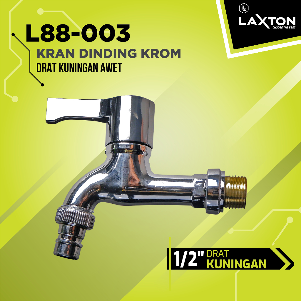 LAXTON Kran keran air dinding krom drat 1/2" kuningan L88-003