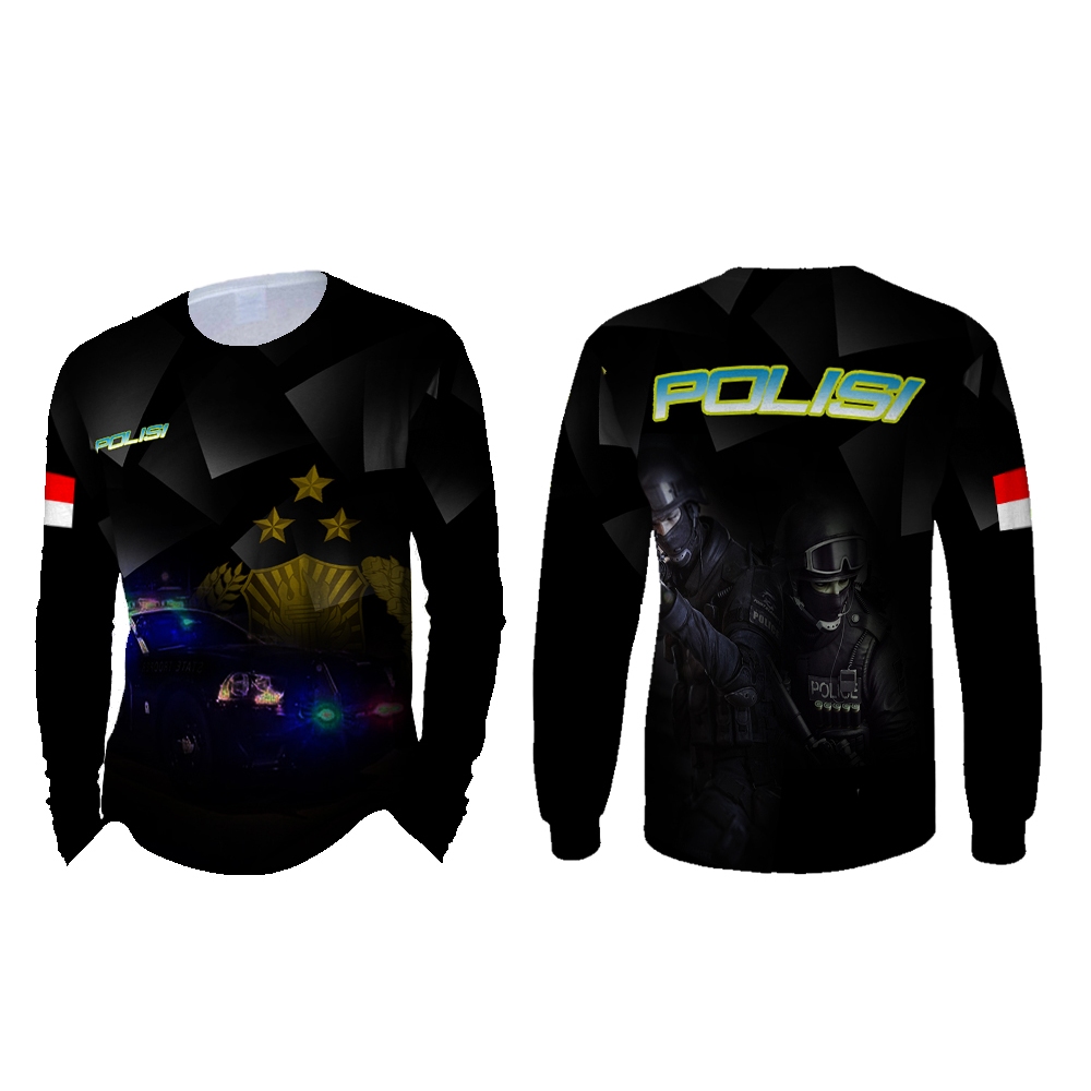 Utamamedia - Kaos Pria POLISI Lengan Panjang 3D Full Print