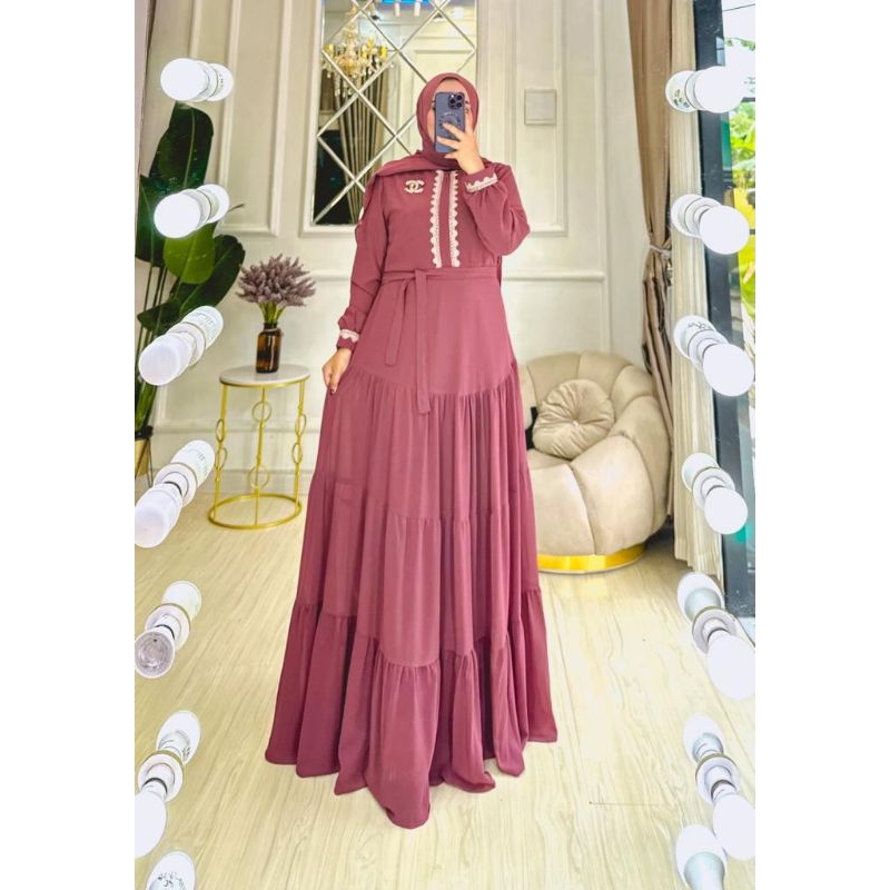 WAN ARSYAKAYLA Dress set hijab pasmina by arsyakayla gamis cantik dewasa premium gamis mewah