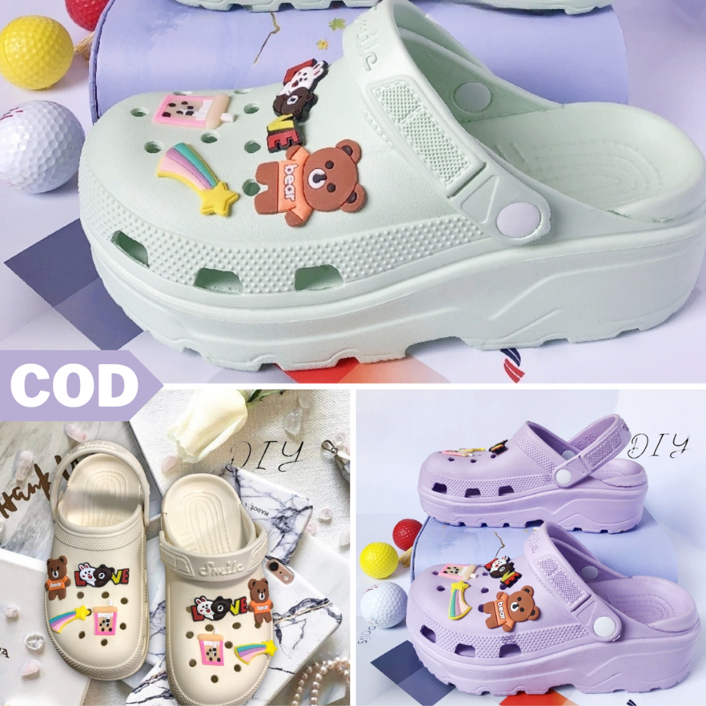 Terlaris  Sepatu Sendal Sandal Remaja Jelly fuji Wanita Import Wedges Baim crocs Platform Dewasa  Te