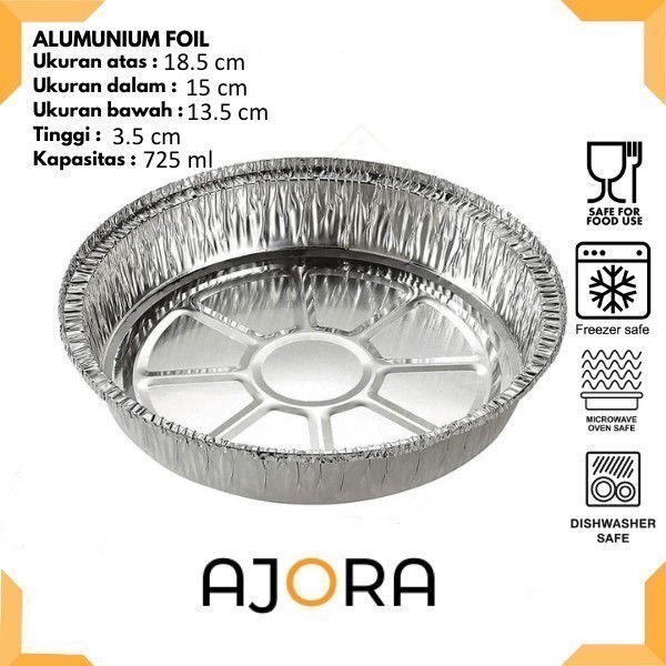 Cetakan Loyang Aluminium Foil Tray Bulat 18.5cm