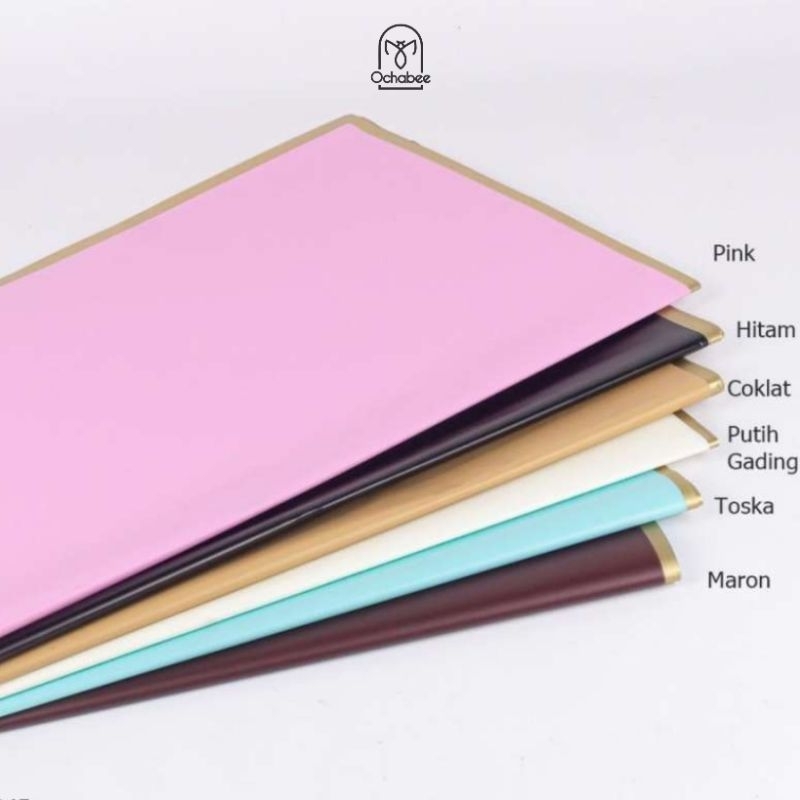 

[20 lembar] Cellophane List Gold Flower Wrapping Kertas Buket