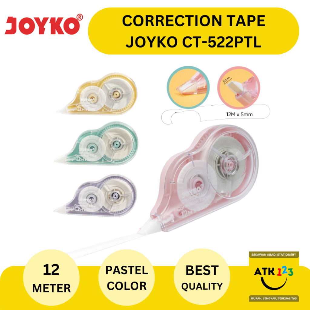 

Correction Tape Stipo Kertas Joyko CT-522 / CT-522PTL Pastel Colors