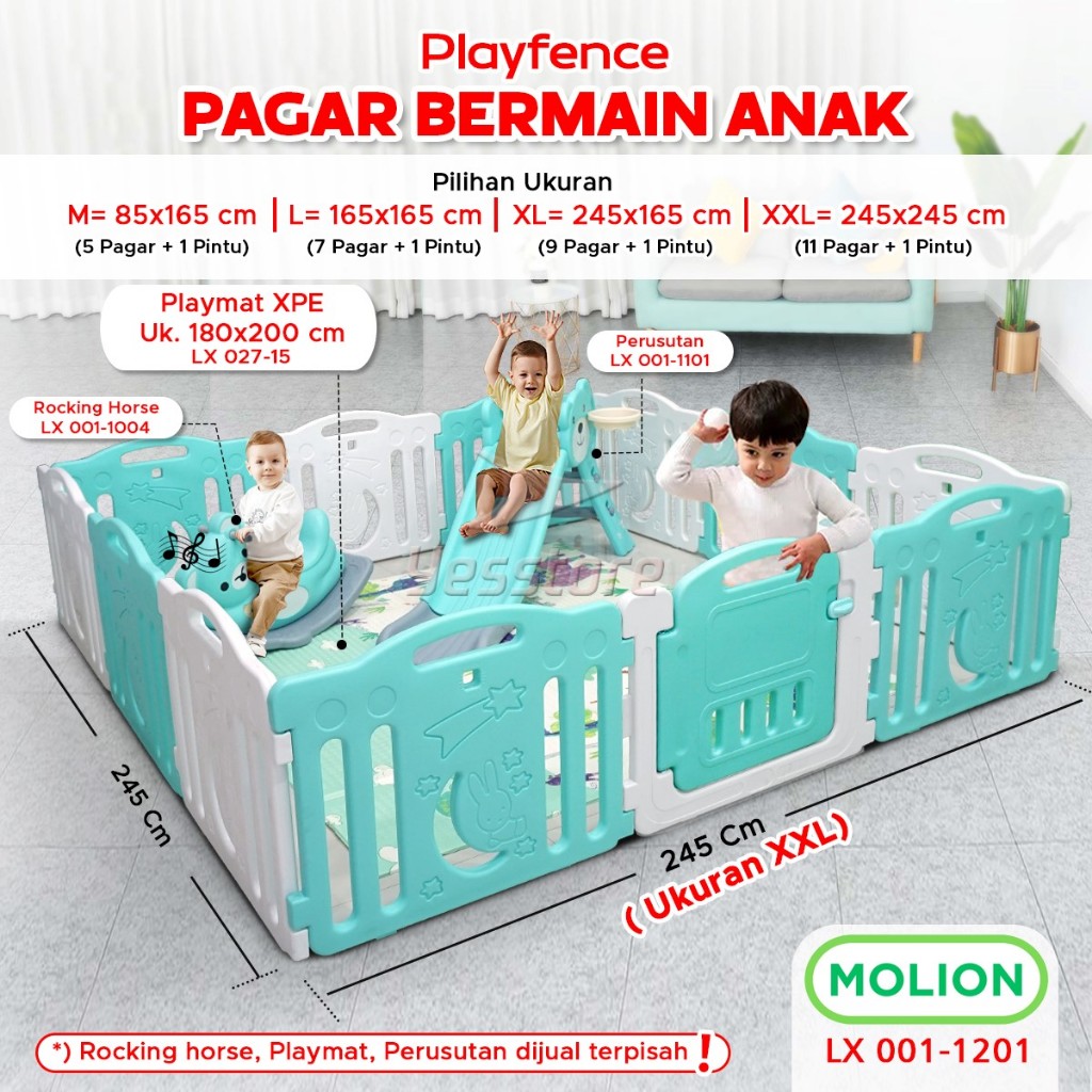 MOLION Pagar Bayi Playfence Set Pagar Mainan Anak Pagar Bayi Play Fence Kokoh Babyfence Prosotan Kud