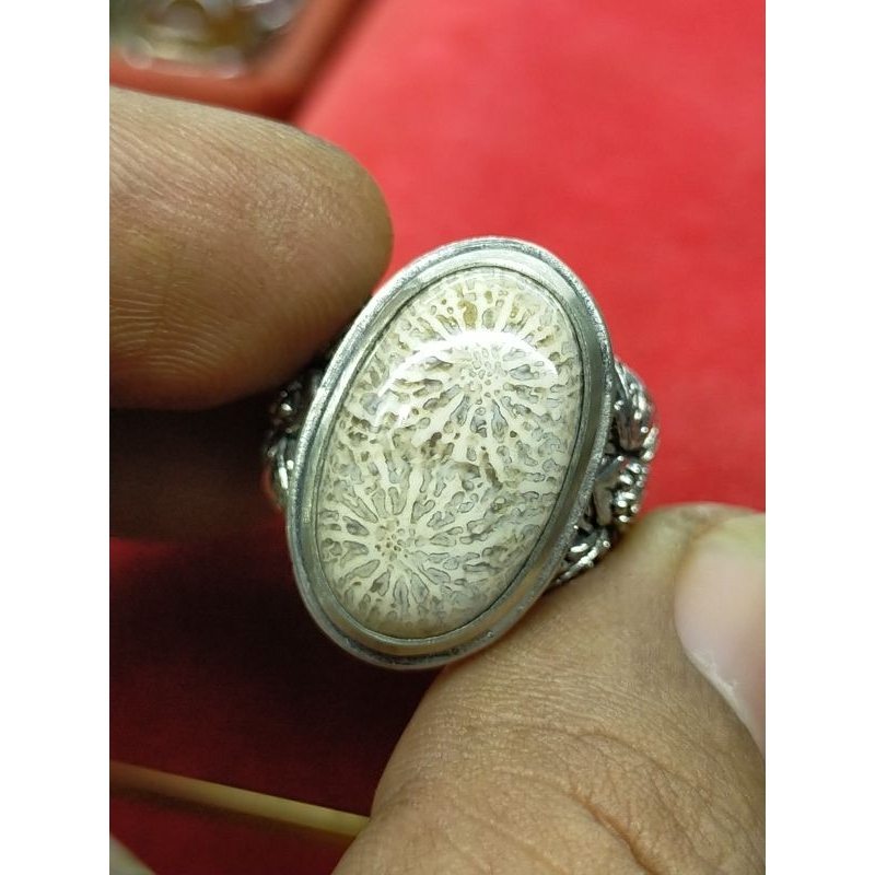 cincin batu akik natural serat bunga teratai