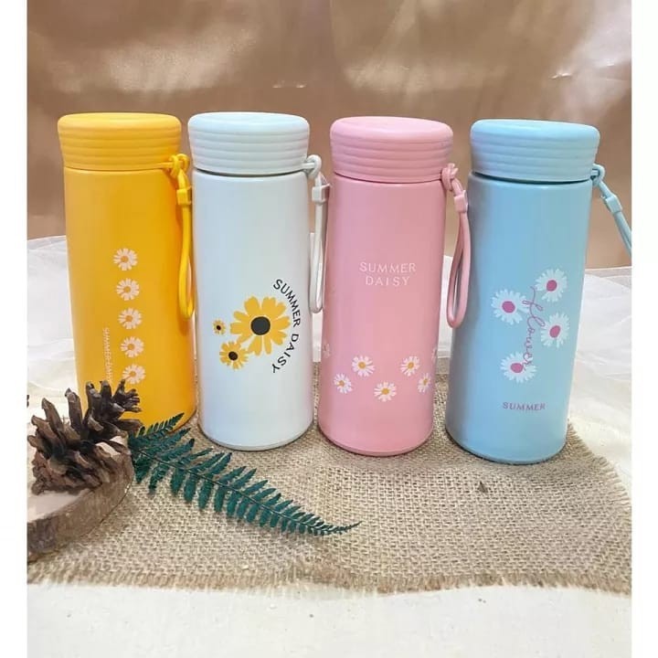 Botol minum kaca daisy tahan air panas botol minum 450 ml botol minum