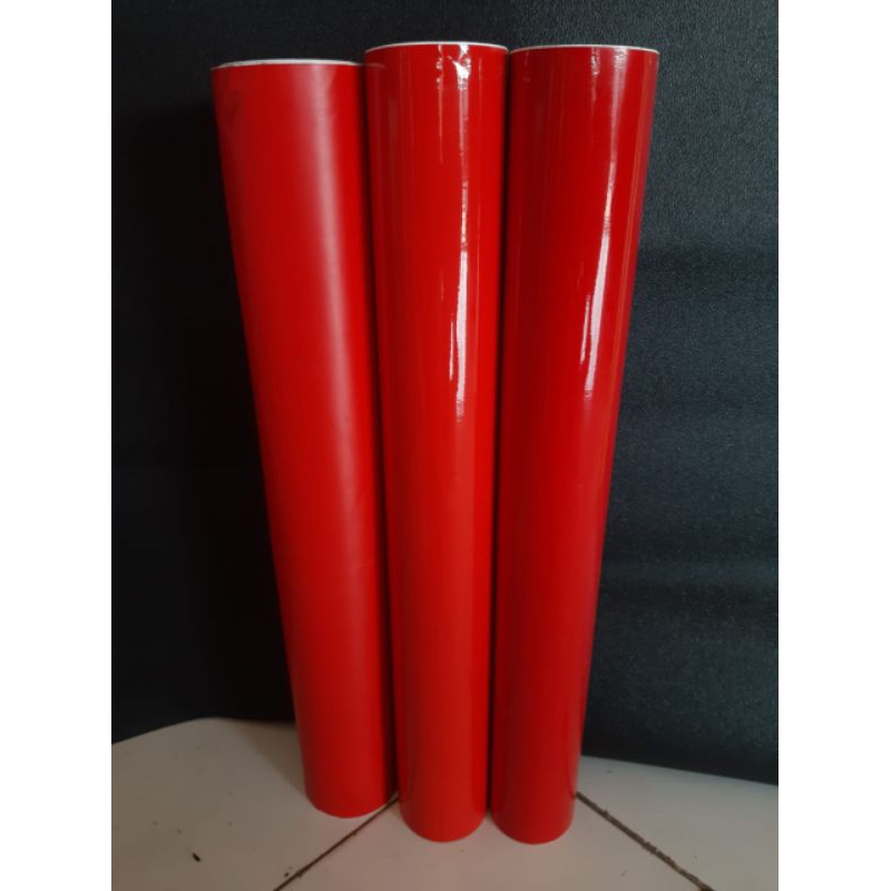 stiker skotlet motor bahan biasa doff glossy dan transparan warna merah cabe uk 45x50,45x100